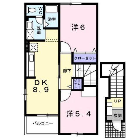 ESSEXCOURT(2DK/2階)の間取り写真