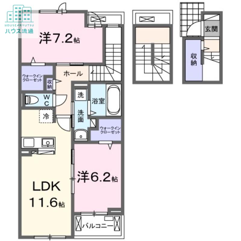 フラワーハイツ弐番館(2LDK/3階)の間取り写真