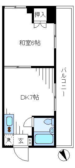 プラムマンション(1DK/3階)の間取り写真