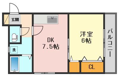 ベルエ亀有(1DK/2階)の間取り写真