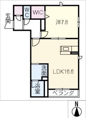 シャルロット星ヶ丘(1LDK/3階)の間取り写真