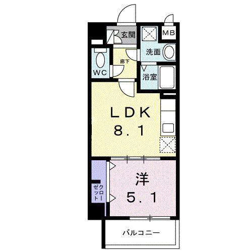 ファミール開南II(1LDK/2階)の間取り写真