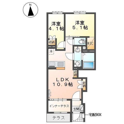 相模原市南区アパート工事(2LDK/1階)の間取り写真