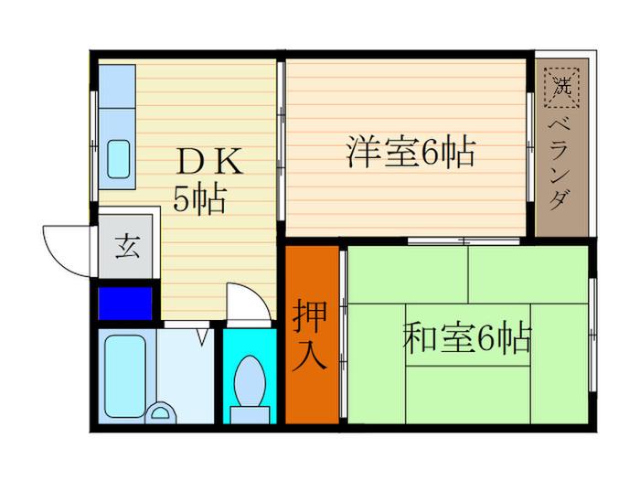 鷹野ハイツ(2DK/2階)の間取り写真