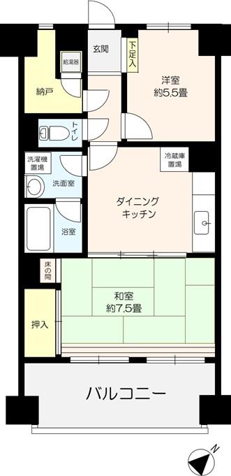 検見川ハイム(2DK/5階)の間取り写真