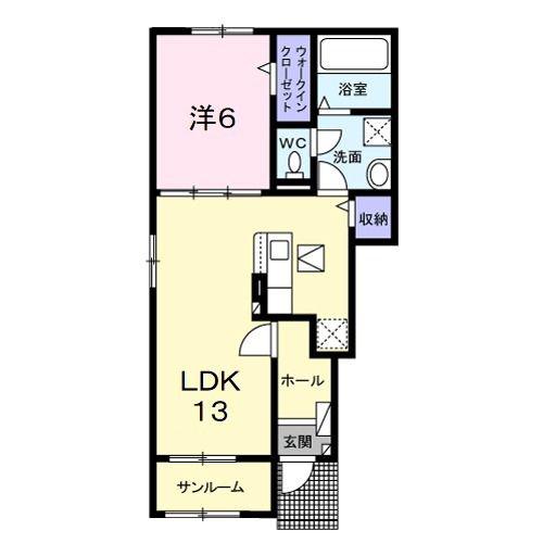 ラフレーズ I(1LDK/1階)の間取り写真