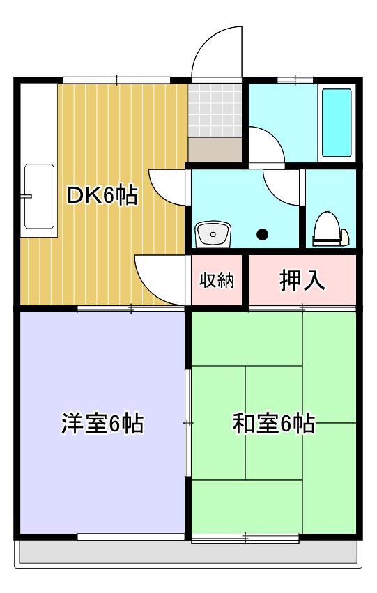 ハイツタワラ B棟(2DK/2階)の間取り写真