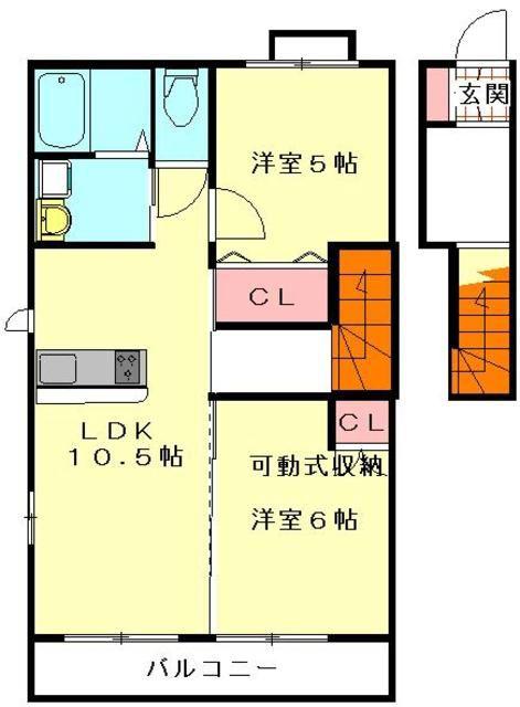 イナリコーポ5(2LDK/2階)の間取り写真