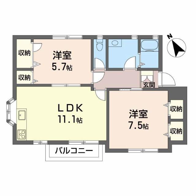 ファミールアルファ A(2LDK/2階)の間取り写真