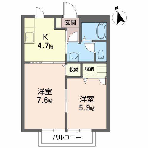 メゾン・オオクボ(2K/2階)の間取り写真