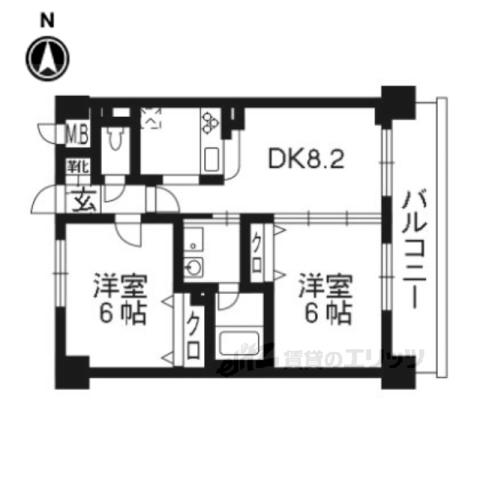 エステムプラザ京都河原町通(2DK/5階)の間取り写真