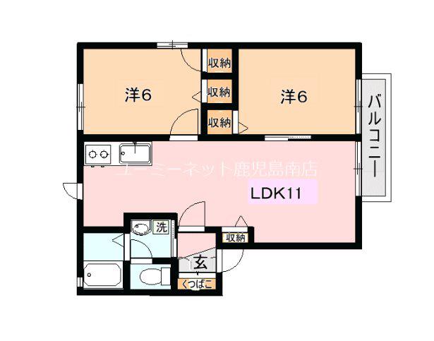 シャーメゾン川口C棟(2LDK/1階)の間取り写真