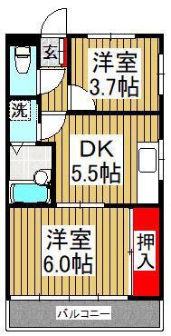 泉ビル(2DK/4階)の間取り写真