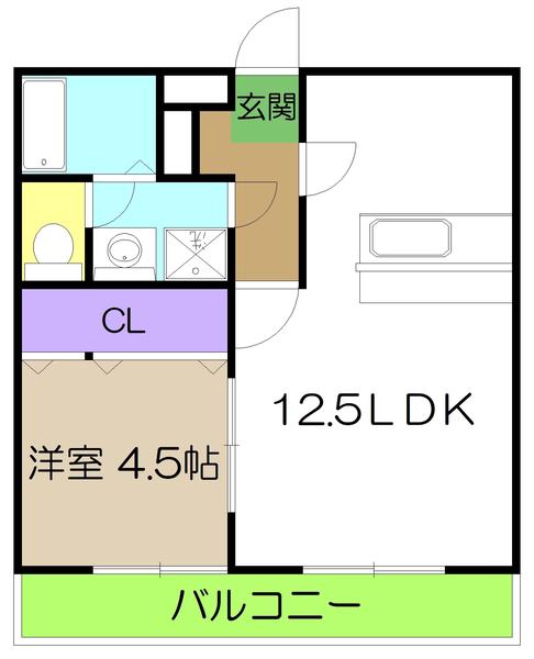 グランビュー(1LDK/6階)の間取り写真