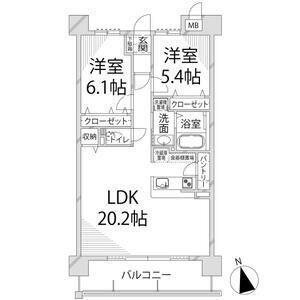 キャッスルコート田寺東(2LDK/7階)の間取り写真