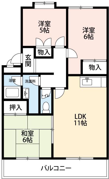 サーディアム A(3LDK/3階)の間取り写真