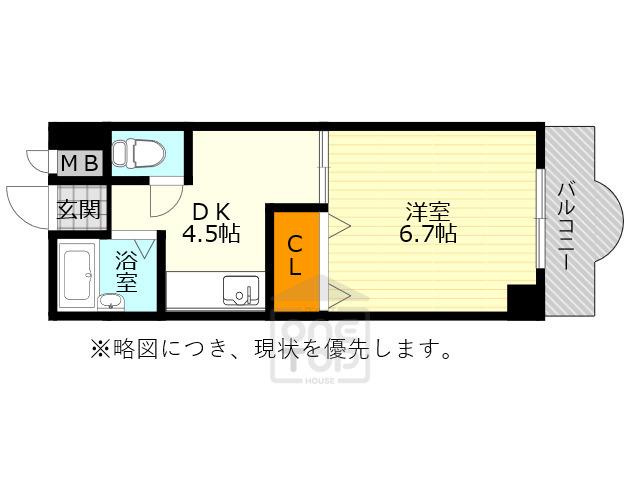 ヴィラヴェルディ3番館(1DK/3階)の間取り写真