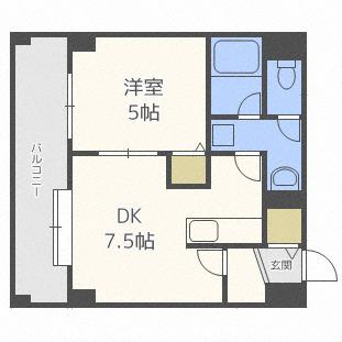 サンハイツ北大前(1DK/2階)の間取り写真