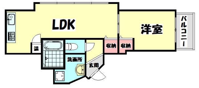 クリスタル第3ビル(1LDK/7階)の間取り写真