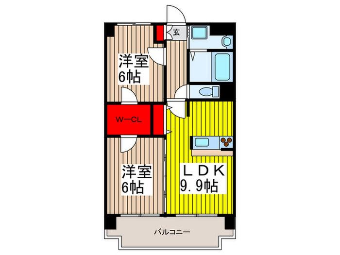 クウィンストキワウラワ(2LDK/2階)の間取り写真