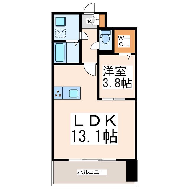 クロノス40新町III(1LDK/7階)の間取り写真