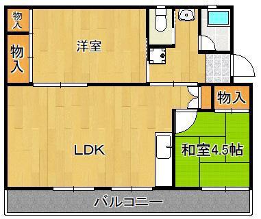 ヴィラナリー中間II 1棟(2LDK/2階)の間取り写真