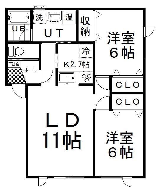 ステージア鈴蘭(2LDK/1階)の間取り写真