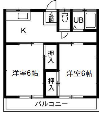 木村コーポ 南棟(2K/1階)の間取り写真