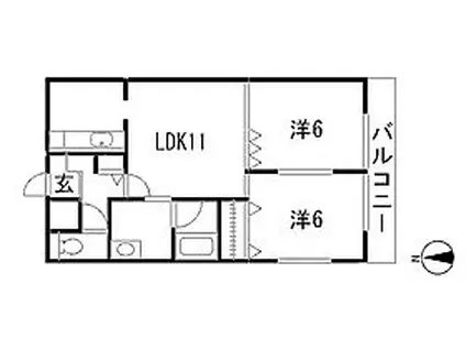 アミューズNAKAHARA B(2LDK/2階)の間取り写真