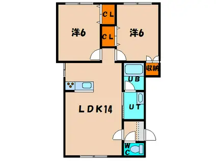 ラ・メゾン・エクレール(2LDK/1階)の間取り写真