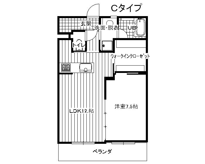 ドエル田町(1LDK/3階)の間取り写真