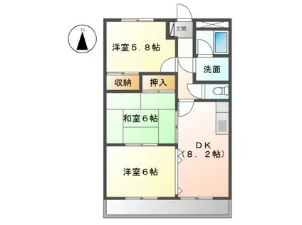 メイプルハウス(3DK/2階)の間取り写真