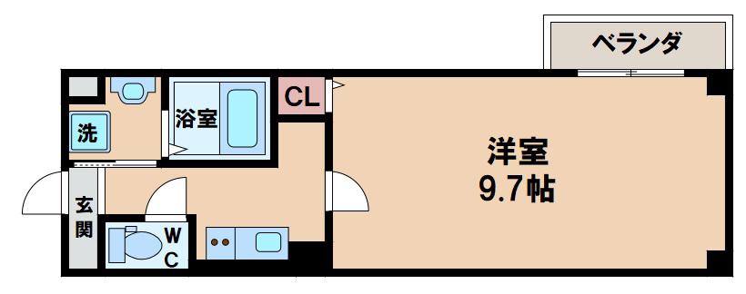 RB桑津(1K/4階)の間取り写真