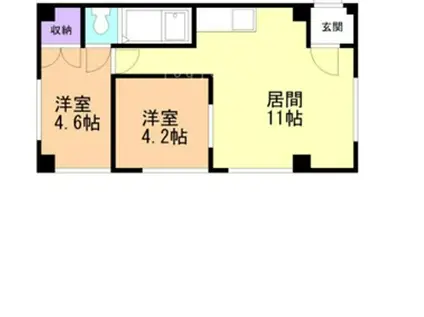 エスポアール美香保(2DK/2階)の間取り写真