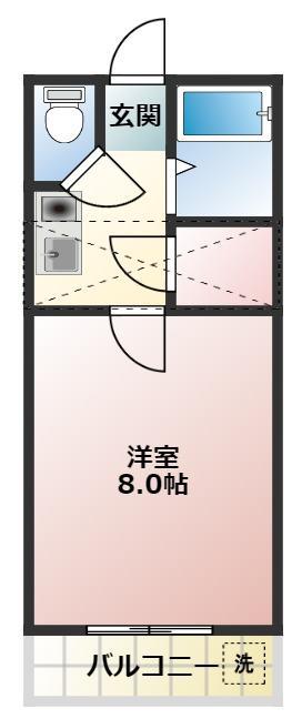 セザンヌ小鷹野Ⅱ(1K/2階)の間取り写真