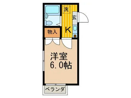 タウンハウス八木(1K/1階)の間取り写真