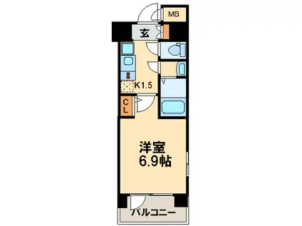アスヴェル京都七条通(1K/4階)の間取り写真