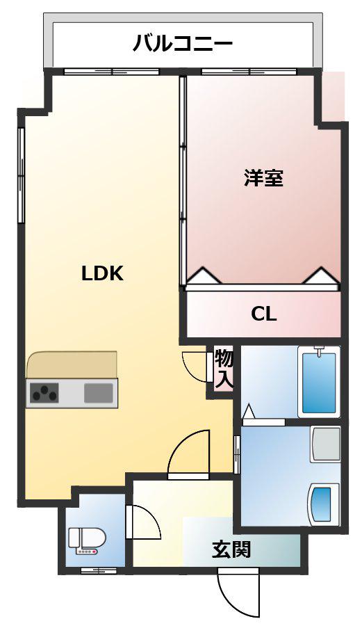 モンテ ウノ レジデンス(1LDK/2階)の間取り写真
