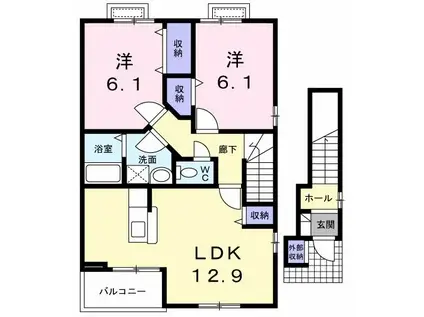レインボーOTA(2LDK/2階)の間取り写真
