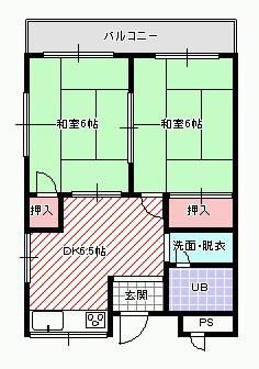グリーンマンション吉川(2DK/1階)の間取り写真