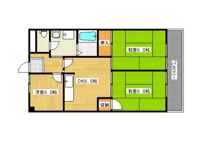 第2田寅ビル(3DK/4階)の間取り写真