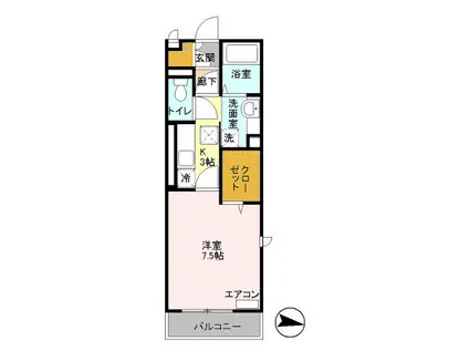 サンライズ(1K/1階)の間取り写真