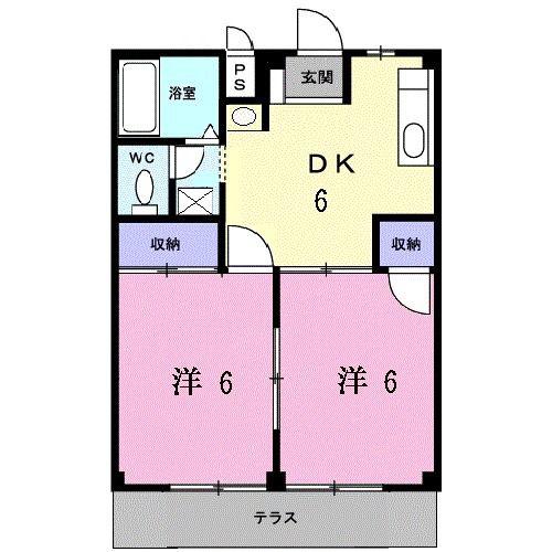 シティハイツ恭武(2DK/1階)の間取り写真