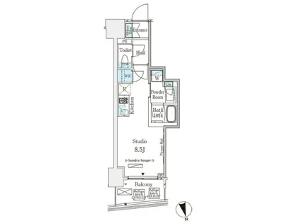 パークナードフィット南青山ビスタ(ワンルーム/8階)の間取り写真