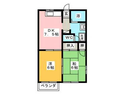 メゾンソレイユ(2DK/2階)の間取り写真