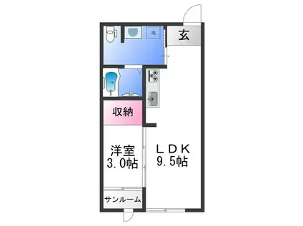 KOYA 430(1LDK/1階)の間取り写真