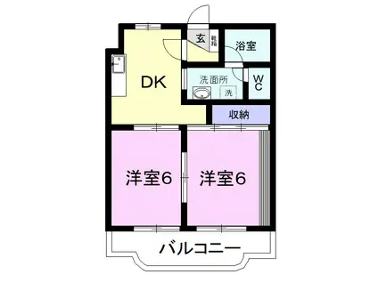 シャドーヒルI(2DK/1階)の間取り写真