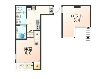ハーモニーテラス花川III(1K/1階)の間取り写真