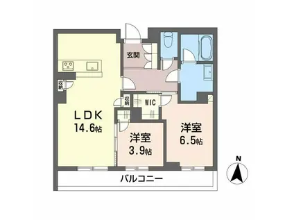 WITHPLUS上熊本駅前(2LDK/2階)の間取り写真