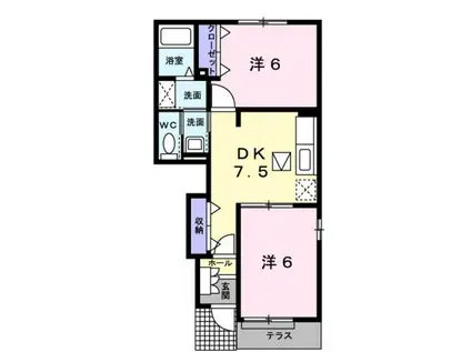 ファースト・ブランチII(2DK/1階)の間取り写真